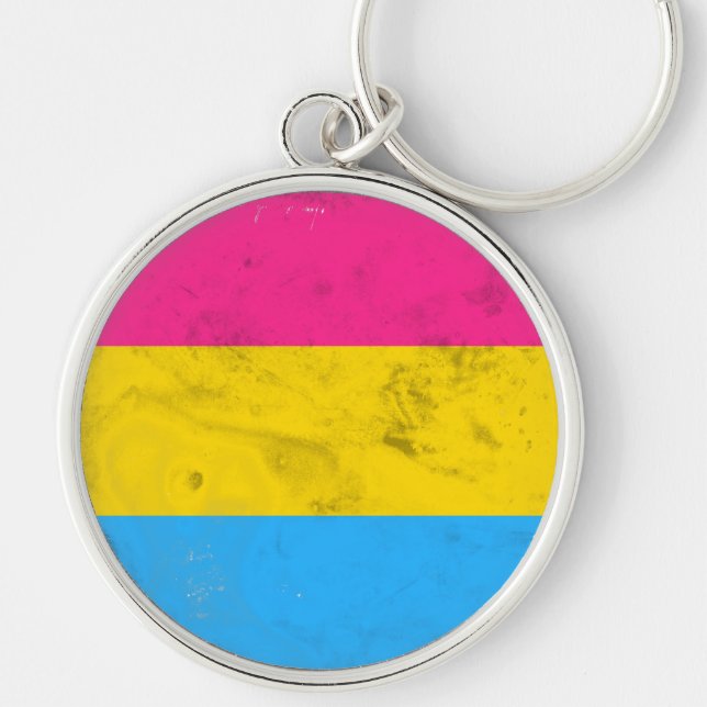 Pansexuell Rund Silverfärgad Nyckelring (Framsidan)