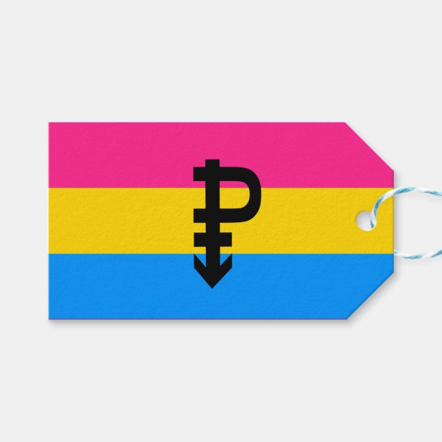 Pansexuell stolthetsflagga presentetikett (Framsidan (Horisontell))