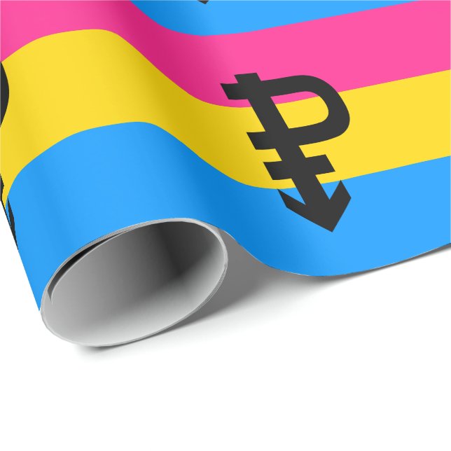 Pansexuell stolthetsflagga presentpapper (Rullad Hörn)