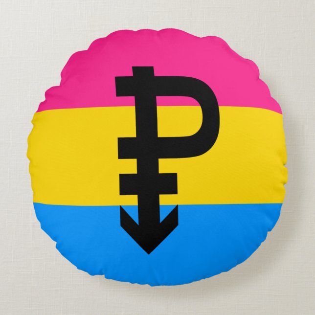 Pansexuell stolthetsflagga rund kudde (Framsidan)