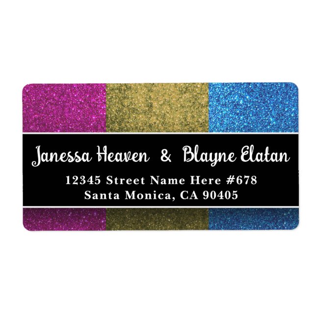 Pansexuella HBTQ-flaggan Färger Glitter Gnistrande Fraktsedel (Framsidan)