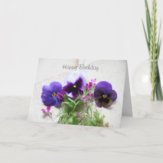 Pansier och lobelia på gamla handskrifter kort (Framsida)