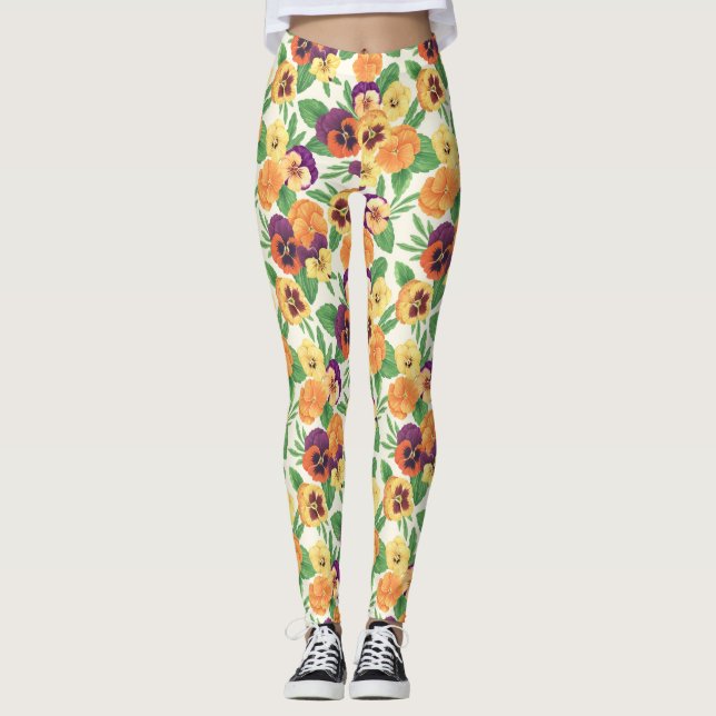 Pansier på benvit leggings (Framsida)