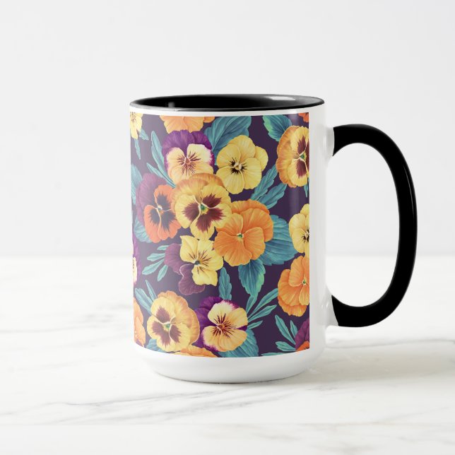 Pansier på plumviolett mugg (Höger)