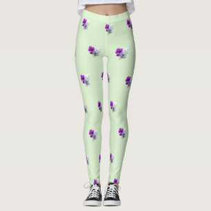 Pansier tre blommor mönster Legging