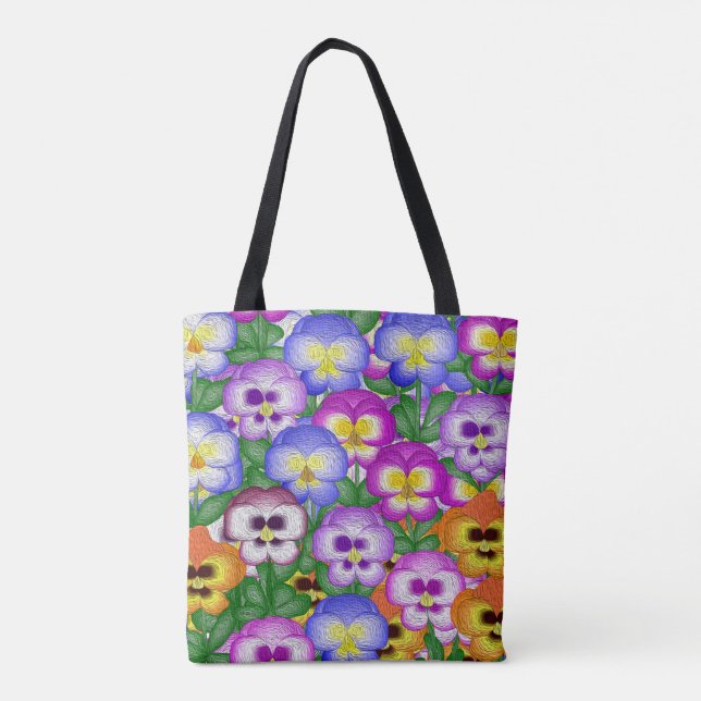 Pansies Allover Tote Bag Tygkasse (Baksida)