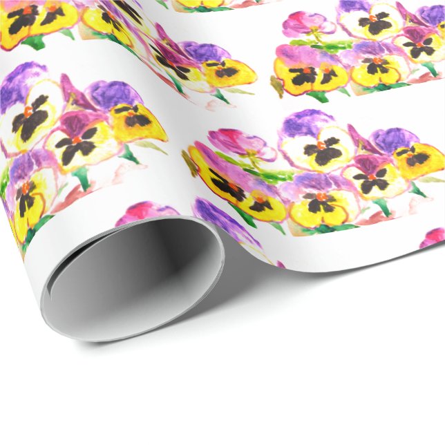 Pansies Blommigt Flowers Pansy Gift Wrap Söt Presentpapper (Rullad Hörn)