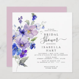 Pansies Botanical Blommigt Lilac Blue Möhippa Inbjudningar