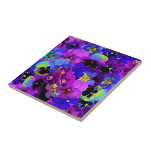 Pansies Ceramic Tile Kakelplatta