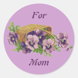 Pansies för mamma runt klistermärke