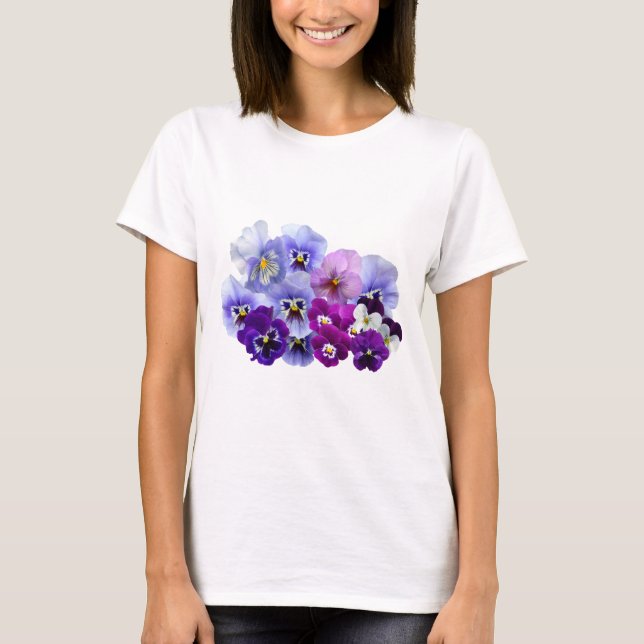 Pansies för vår för blåttPansyblommor blom- T-shirt (Framsida)