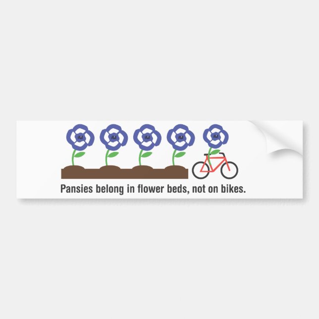 Pansies hör hemma i rabatter, inte på bikes. bildekal (Framsidan)