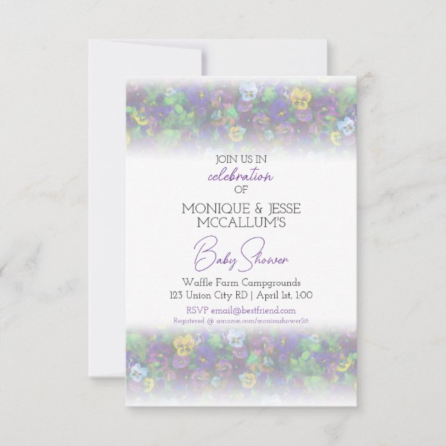 Pansies Invitation [purple] Inbjudningar (Framsida)