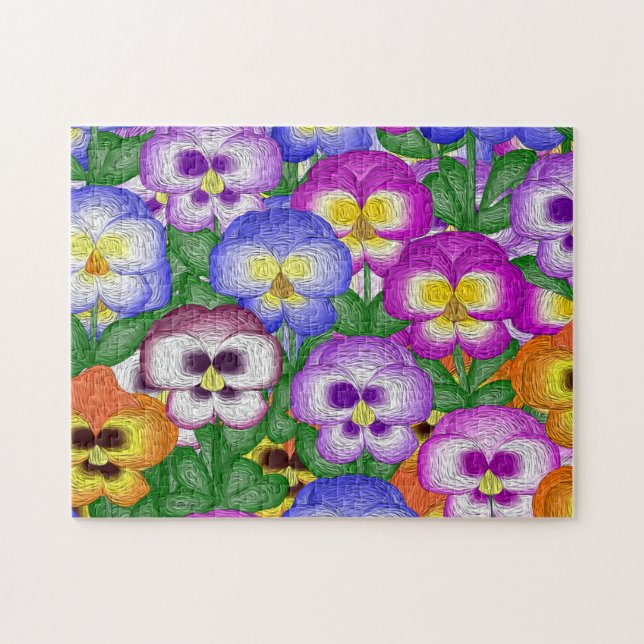 Pansies Jigszle Puzzle Pussel (Horisontell)