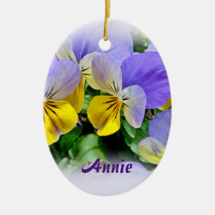 Pansies - Lila asnd Gult Julgransprydnad Keramik