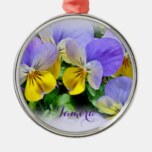 Pansies - Lila asnd Gult Julgransprydnad Metall