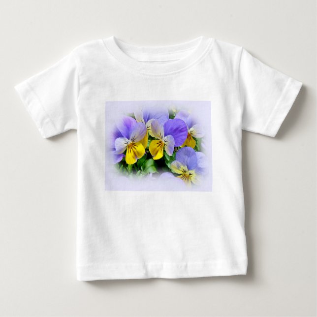 Pansies - Lila asnd Gult T-shirt (Framsida)