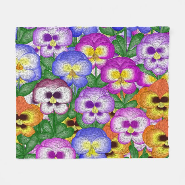 Pansies Medium Fleece Blanket (Framsidan (Horisontell))