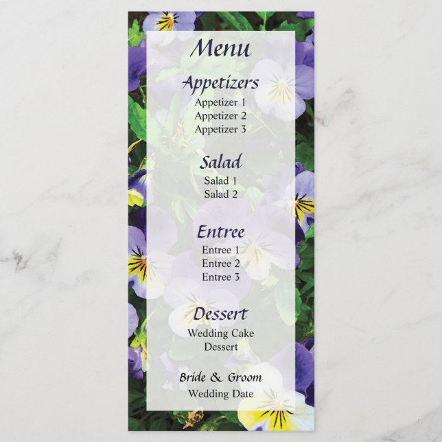 Pansies Menu.. Meny (Framsida)
