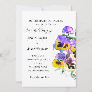 Pansies Pansy Blommigt Watercolor Bröllop Inbjudningar