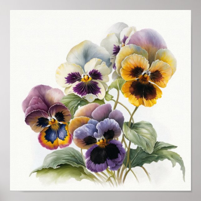 Pansies Pansy Flower Art Print Poster (Framsidan)