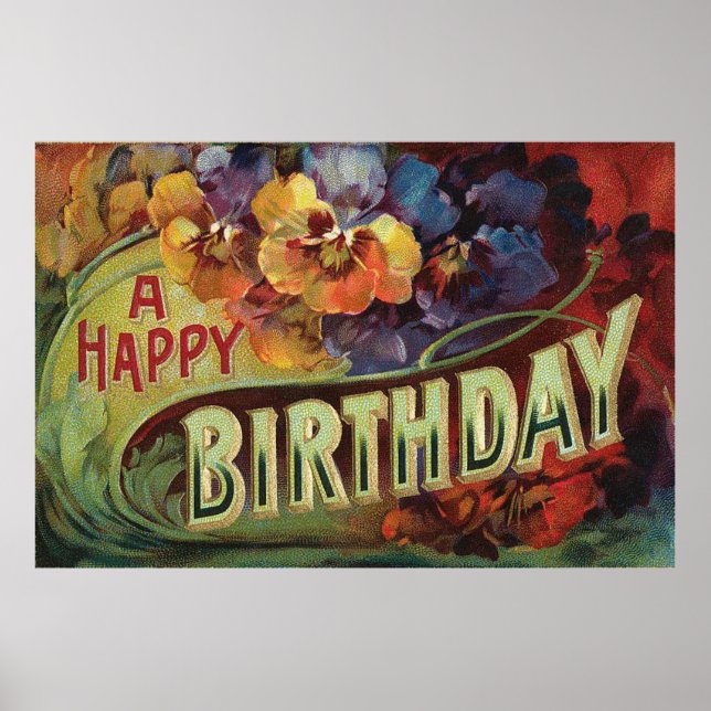 Pansies Pansy Rainbow Flowers Blommigt Poster (Framsidan)