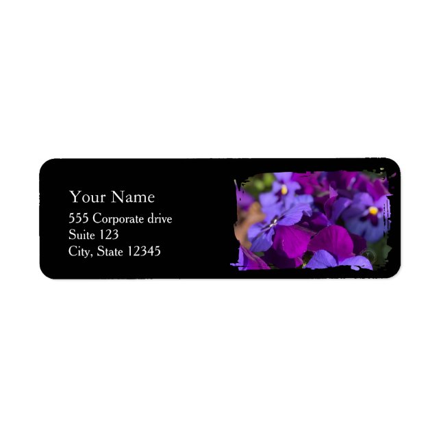 Pansies Return Address Labels Returadress Etikett (Framsidan)