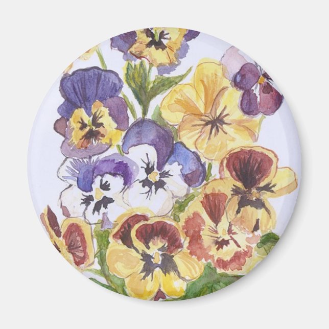 Pansies Round Magnet (Framsidan)