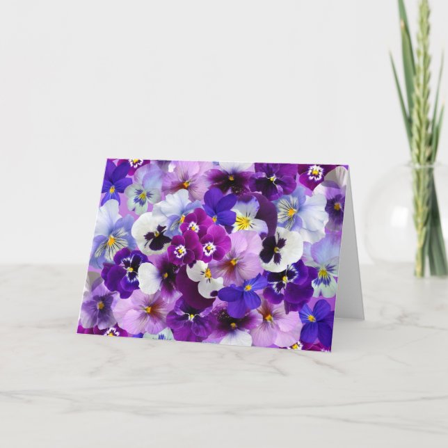 Pansies Vår blommor Blank Greeting Card Kort (Framsida)