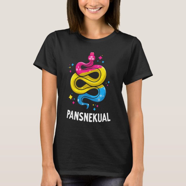 Pansnekual Pansexual Pride Snake Pan Flagga Färg T Shirt (Framsida)
