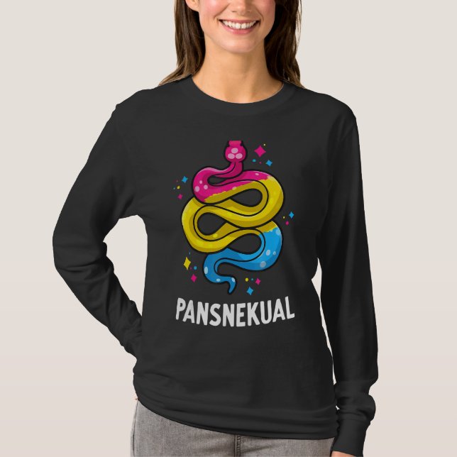 Pansnekual Pansexual Pride Snake Pan Flagga Färg T Shirt (Framsida)