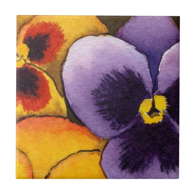 "Pansy #1" Köksbricka för keramik Kakelplatta (Framsidan)
