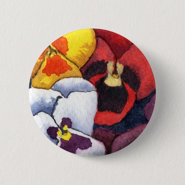 "Pansy #2" Blommigt Button Knapp (Framsida)