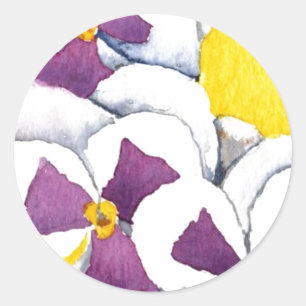 "Pansy #4"-Blommigt Runt Klistermärke