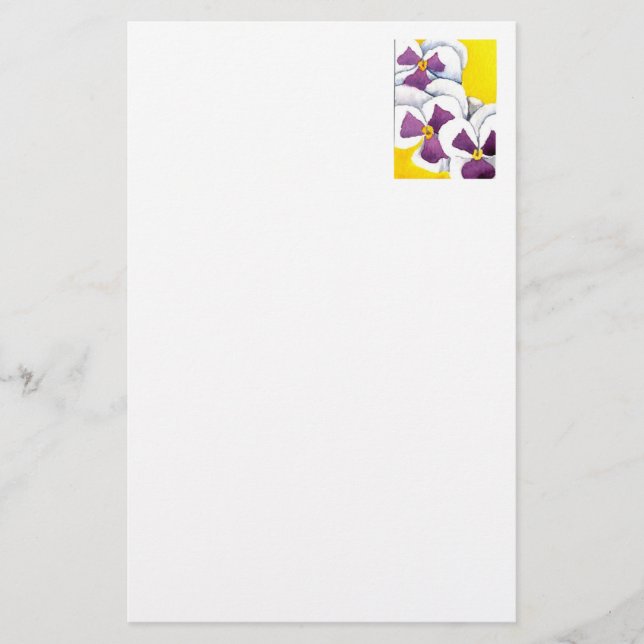 "Pansy #4" Blommigt Stationery Brevpapper (Framsida)