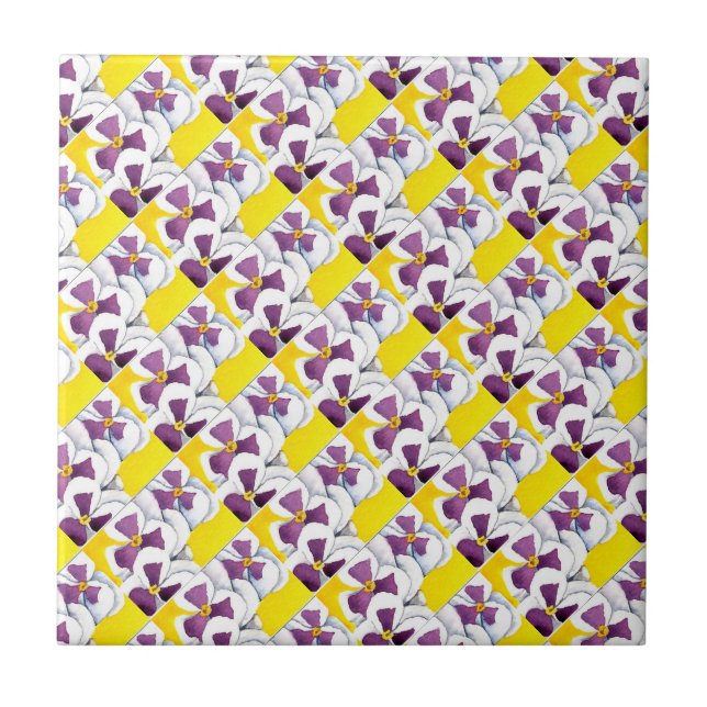 "Pansy #4 Tiled" Kitchen Garden Ceramic Tile Kakelplatta (Framsidan)