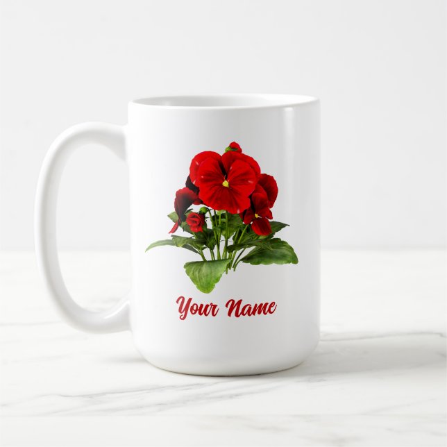 Pansy Älskare Blommigt Personlig Anpassningsbar Kaffemugg (Vänster)