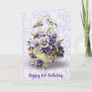 Pansy Basket för 85:e födelsedagen Kort