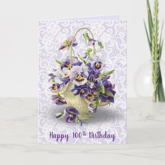 Pansy Basket för hundraårsjubileum Kort (Framsida)