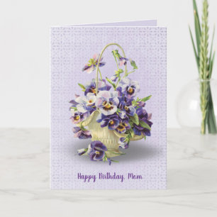 pansy basket på ögonelet för mammans födelsedag kort