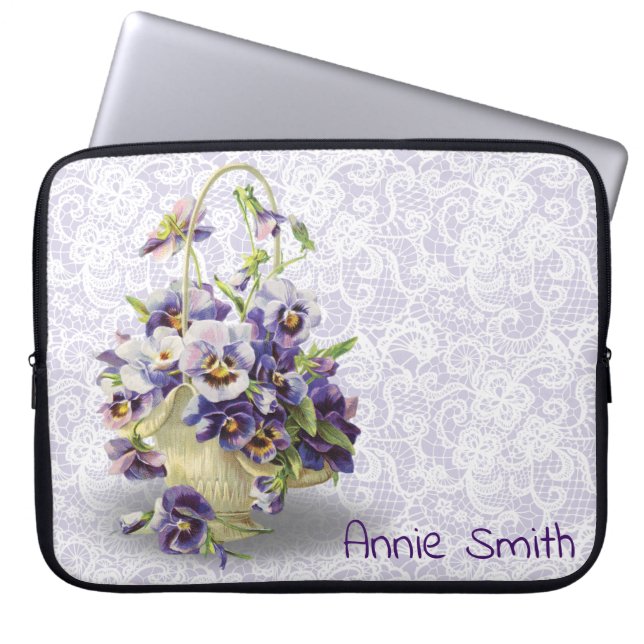 Pansy Basket vid Snöre Laptop Fodral (Framsidan)