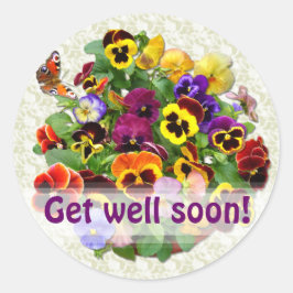 PANSY BEAUTY ~ "Get well" kuvertförslutare Runt Klistermärke