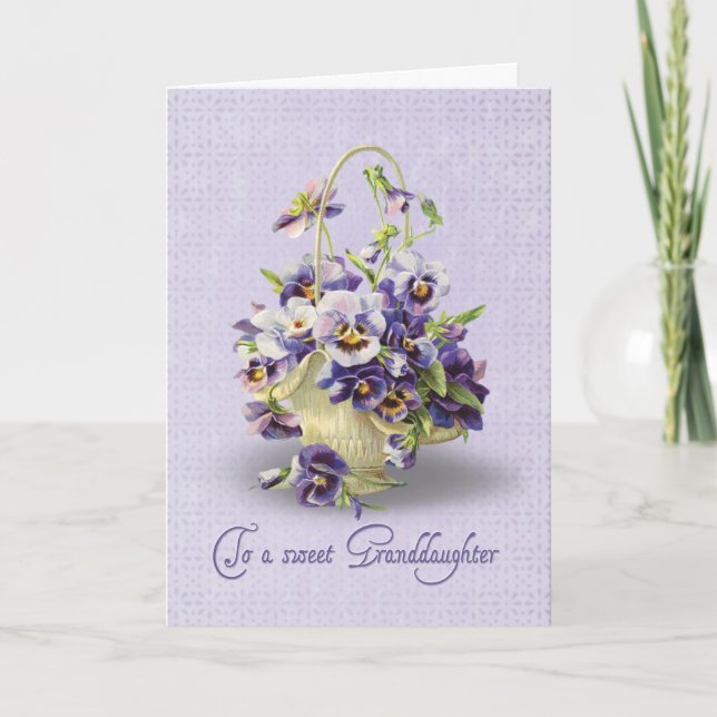 Pansy Birthday for Granddotter Kort (Framsida)