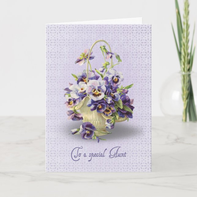 Pansy Birthday för Moster Kort (Framsida)