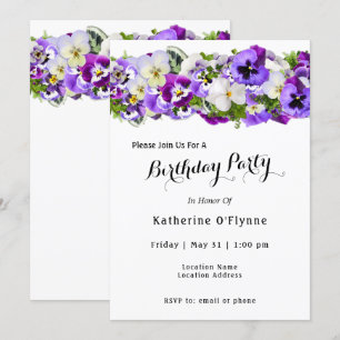 Pansy Birthday Inbjudningar