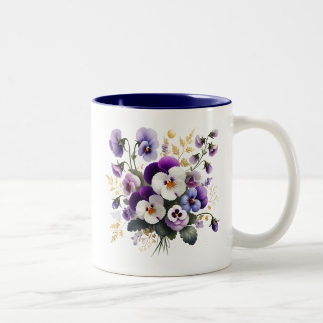 Pansy Blommig Mugg, Elegant Blomma Kaffe Kopp Pres (Höger)