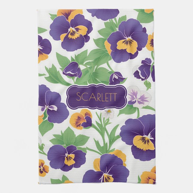 Pansy Blommigt Colorful Personlig Mönster Kökshandduk (Vertikal)