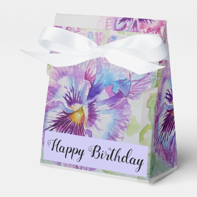 Pansy-Blommigten Tea Party Cake Favoritbox Presentaskar (Framsidan Sidan)