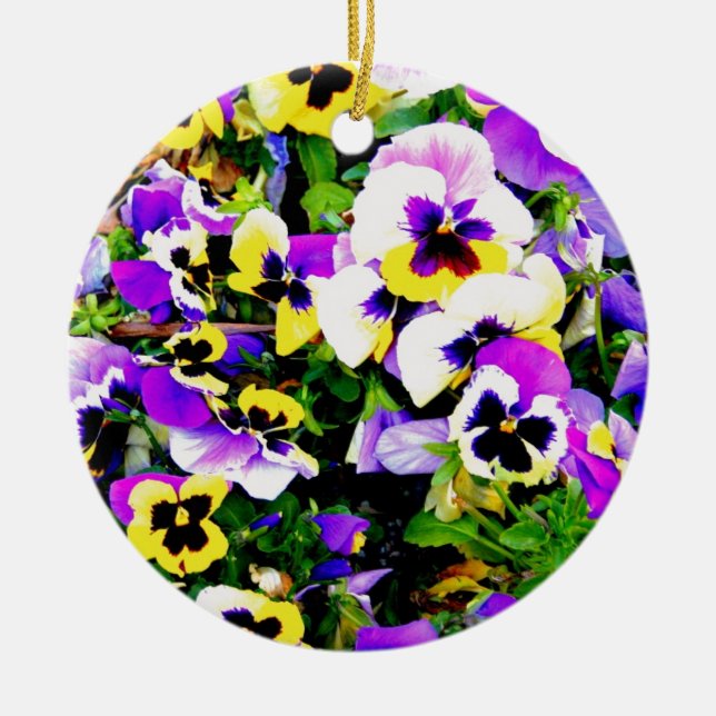 Pansy-blommor Julgransprydnad Keramik (Framsidan)