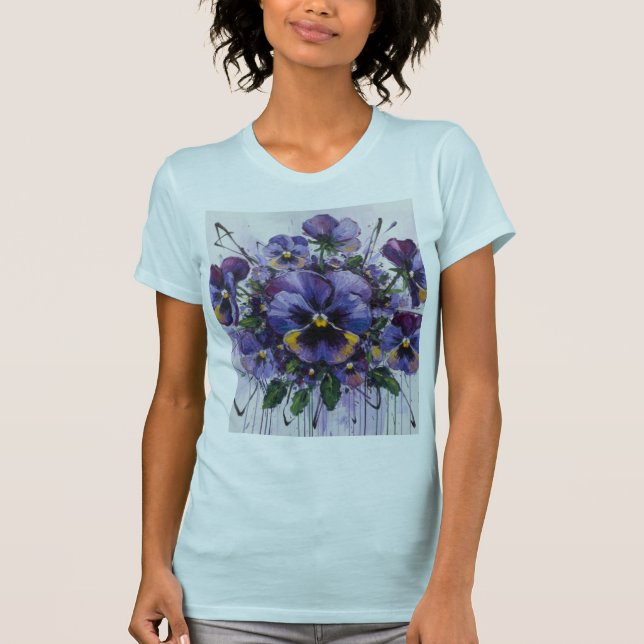 Pansy Bloom - Artistic Floral T - shirt  T Shirt (Framsida)